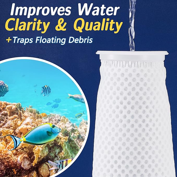 Jecery 8 Pcs Filter Socks 4 Inch 3D Honeycomb Design Filter Sock 4 Inch Ring by 11.8 Inch Long Saltwater Aquarium 150μm Aquarium Sump Use in Fish Tank Sump Overflow, White