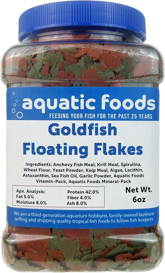 Goldfish Flakes, Premium Smaller Flakes for Aquarium Goldfish, Koi & Pond Fish- AFI Goldfish Flake…6oz Med Jar