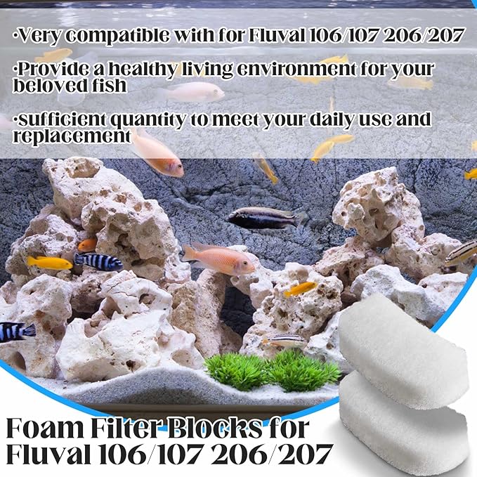 Pushglossy 12 Pcs Water Polishing Pads Compatible with Fluval 106/107/206/207 Filter Media Value Pack Clear Quick Replacement Aquarium Filter Media Compatible with Fluval Canister