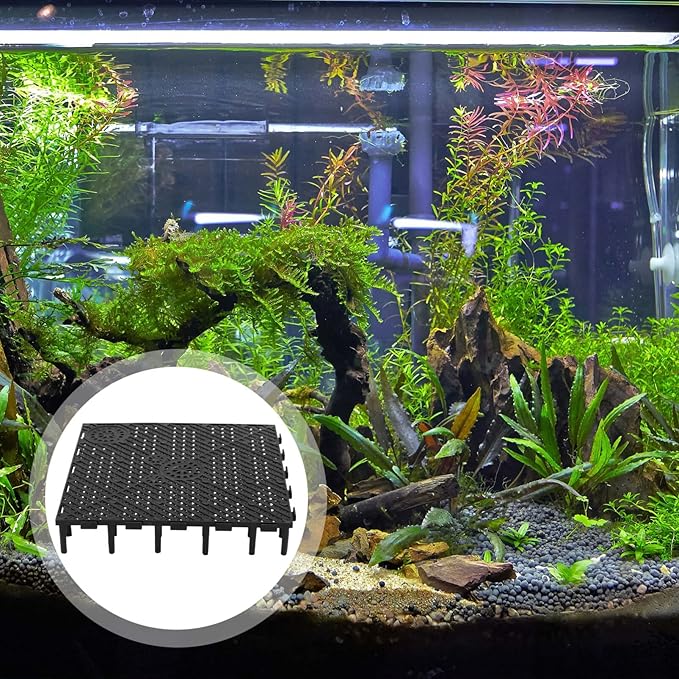 ULTECHNOVO Aquarium 20pc Fish Tank Bottom, Plate Sand Gravel, PVC Splicing Clapboard Bottom, Sand Gravel Board for Aquarium Breeding (Black) Fish Tank Filters