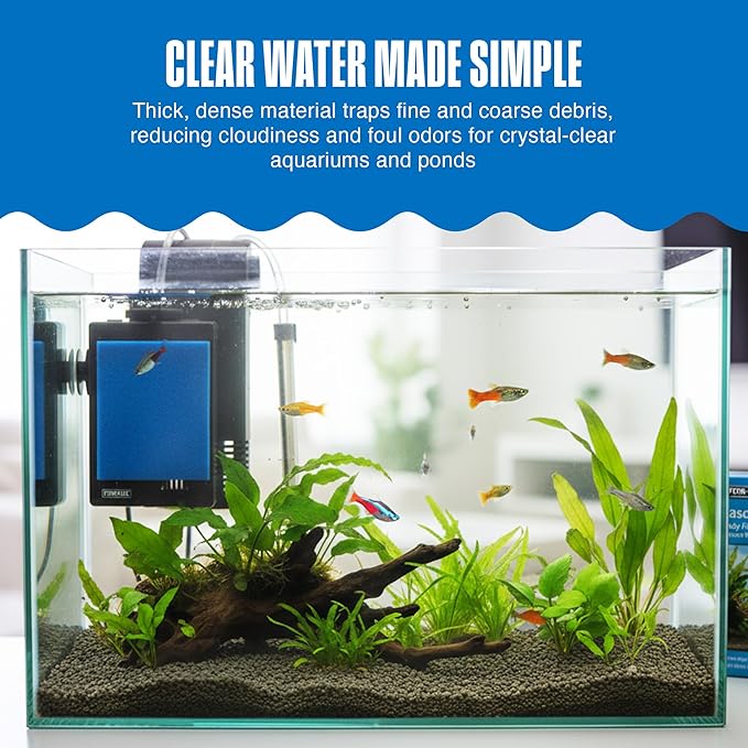 Penn-Plax Cascade Poly Fiber Plus Aquarium Filter Media Pad - Flexible Cut-To-Fit for Freshwater, Saltwater Tanks & Ponds - Works with All Filter Types - Captures Fine & Coarse Debris - 10 x 18 Inches