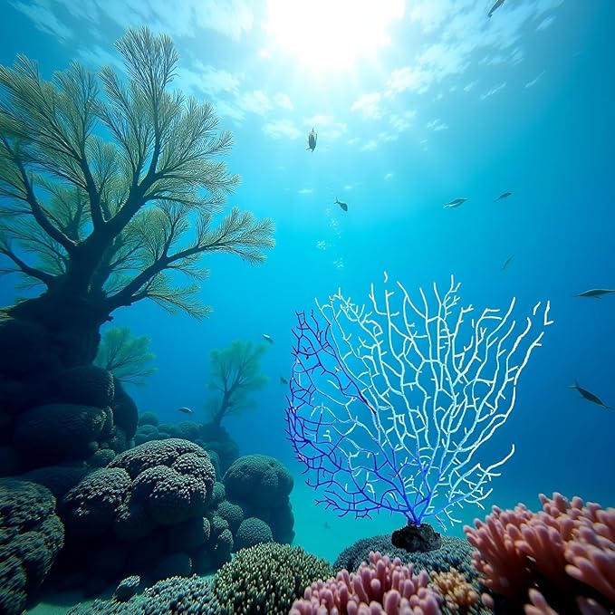 Blue Artificial Coral Branch Faux Aquariums Ornament Fish Tanks Landscape Sea Fan Decorations Artificial Coral Branch Aquarium Décor