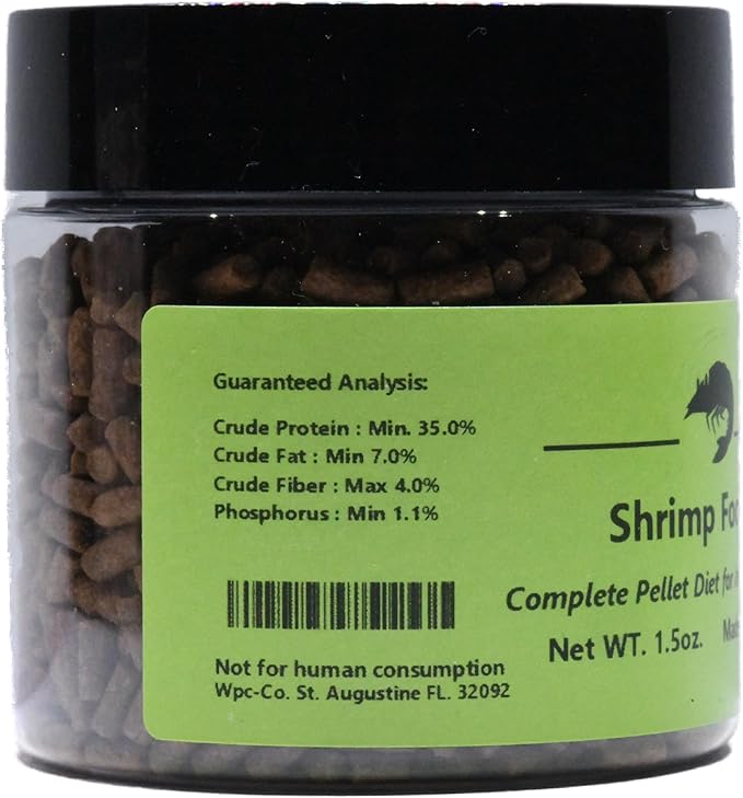 Wpc-Co. Freshwater Shrimp Food | Cherry & Ghost Shrimp Food | Aquarium Shrimp Food Pellets | 1.5oz