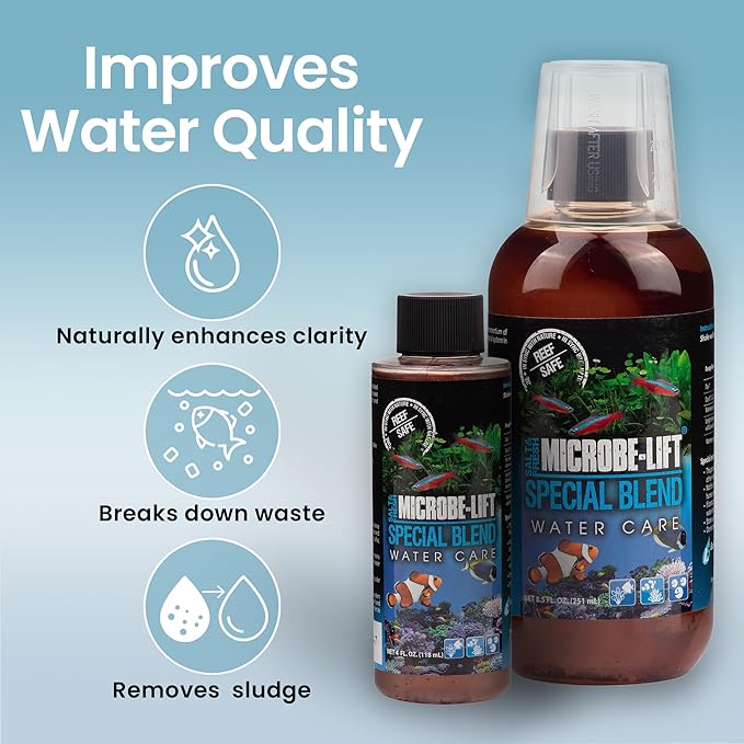 MICROBE-LIFT Special Blend Aquarium Water Care Treatment, Cleaner & Clarifier for Fresh and Saltwater Fish Tanks, Reduces Maintenance & Helps with Aquarium Algae Control and Odor, 16 Ounces (SBH16)