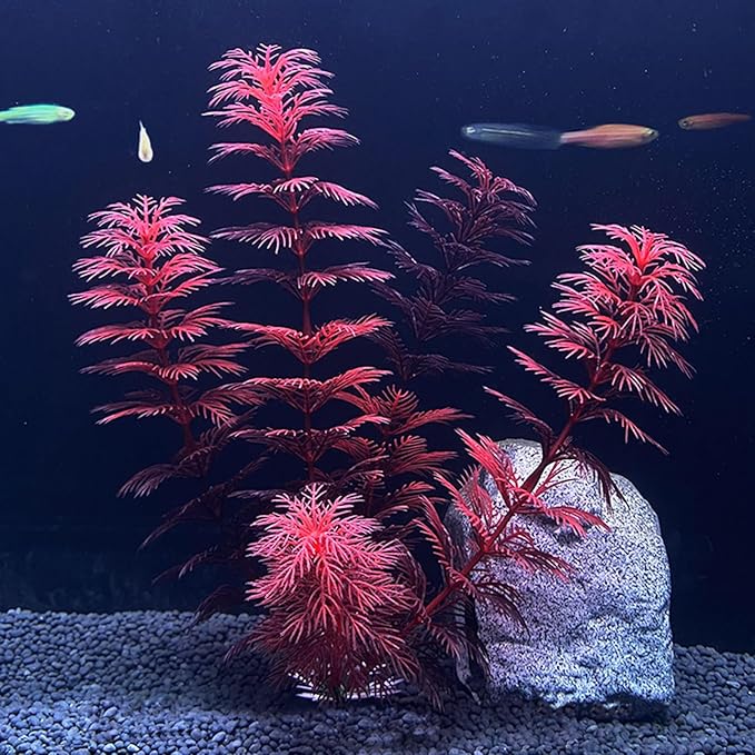 Silk Aquarium Plants, Artificial Fake Aquarium Plants Small Betta Fish Tank Plants Plastic Realistic Decorations Set 3PCS (Style C)