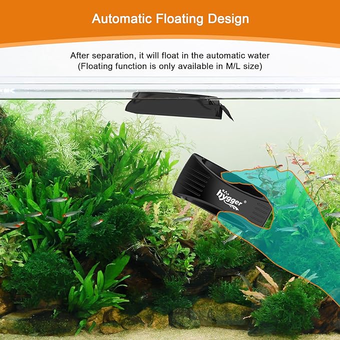 hygger Magnetic Fish Tank Cleaner, Aquarium Glass Cleaner with Algae Scraper Blade, Floating Scrubber Brush Magnet Cleaning Tool for 0.3-0.47 Inch Thick Glass Freshwater and Saltwater Tank, L
