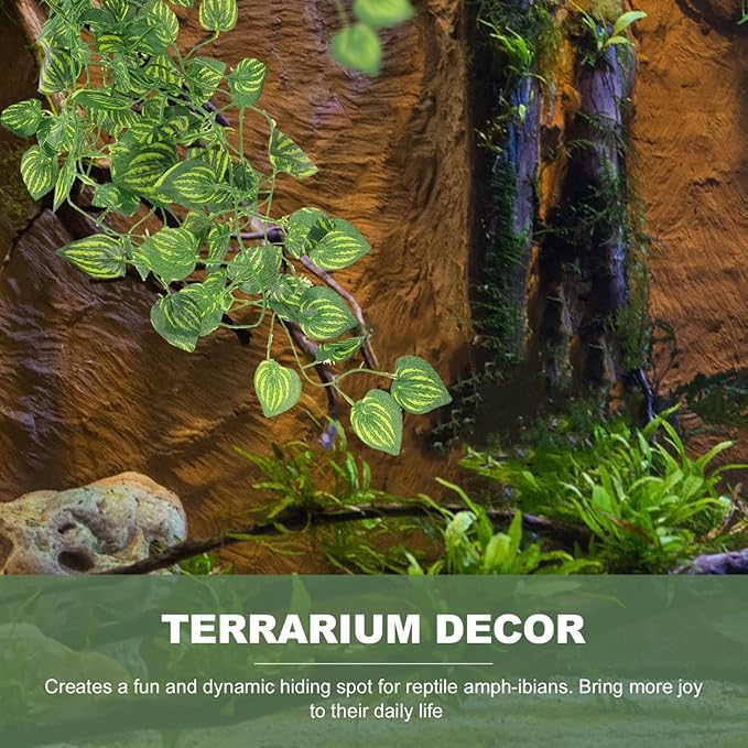 2pcs Terrarium Plant Accessory Realistic Reptile Decor Suction Cup Durable Plastic Foliage for Snake and Gecko Tanks Easy Installation Enhances Aesthetic Appeal