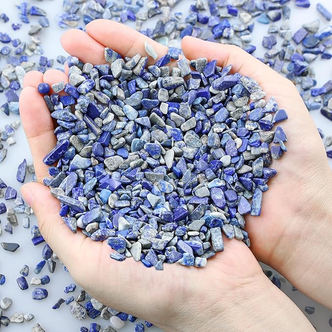 ZHIYUXI Lapis Lazuli Crystal Chips Bulk Fish Tank Decorations Aquarium Rocks Gravel Vase Filler Stones Crystals for Candle Making Witch Kit Gravel for Plants Quartz Sand Gemstone 0.44 lbs