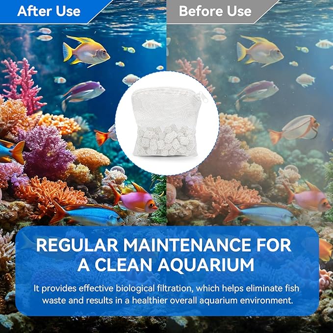 6 Pack Biomax Aquarium Filter Media Replacement for Fluval Spec, Evo and Flex Desktop Aquariums, 60g/2.1 Oz Bio Ceramic Rings Filter Media for Fish Tank, Placed in Filter Foam Block