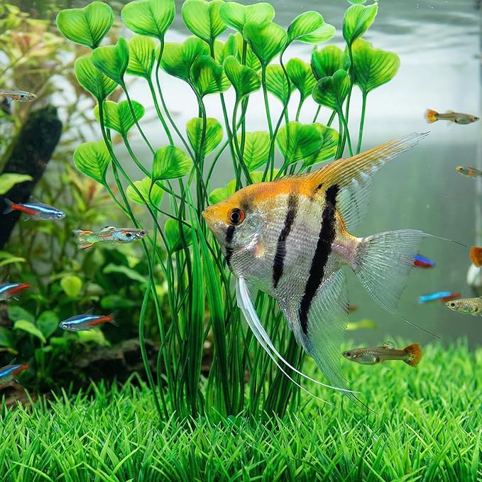 1 Pack Tall Aquarium Plants Plastic Realistic 15.35 Inches Aquarium Plants with Weighted Base Artificial Green Fish Tank Decor for Fish Tanks Aquascaping
