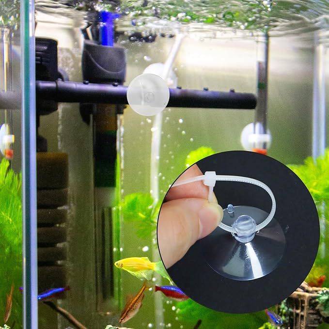 20 Pcs Aquarium Suction Cups,Aquarium Plant Holder,Small Suction Cup Clip for Glass,Fish Tank Suction Cups with 40 Pcs Adjustable Cable Ties