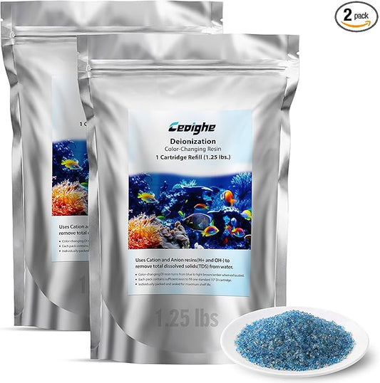 1.25 lbs DI Resin Mixed Bed Color Changing for RO/DI Systems, Optimal TDS Reduction, Color Changing Easy Monitoring, Ideal for Aquariums, Ensures Superior Water Quality(2 Pcs, 0.7 Liter)