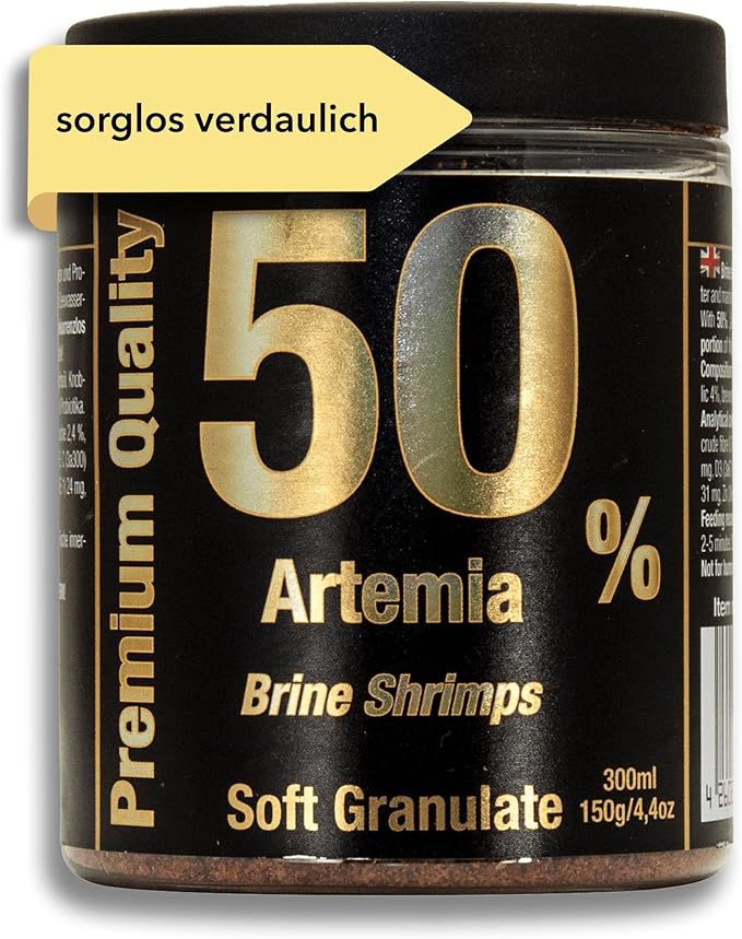 Discusfood Fish Food-BRINE Shrimp 50% Artemia/Brine Shrimp Soft Granulate - Fish Food - Sold in U.S.A. - 150g