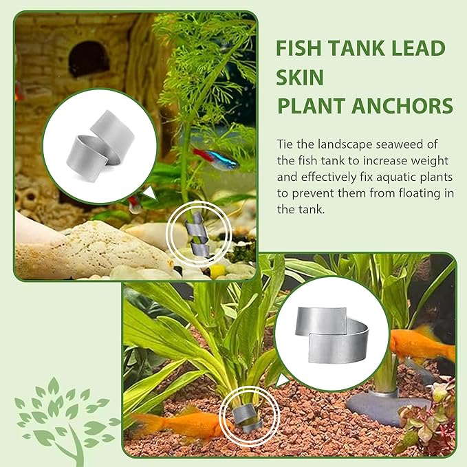 52Pcs Aquarium Plant Weights for Fish Tank - Aquarium Plant Anchors Live Plants Fixed Ring Base, Weighted Blocks to Hold Aquatic Live Plants Underwater