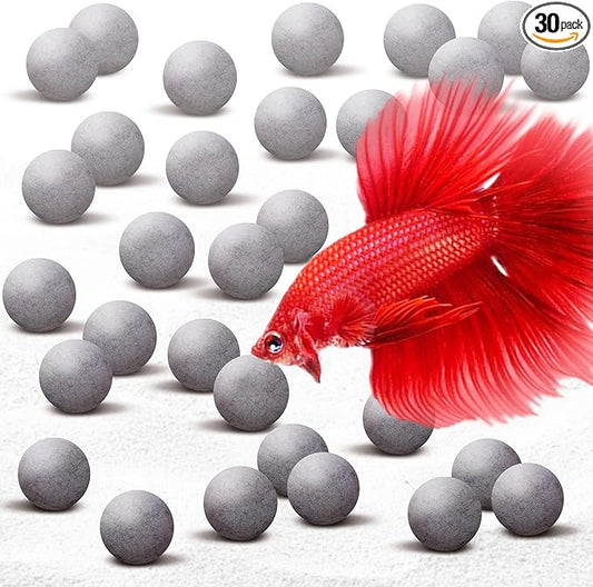 SunGrow Calcium-Rich Energy Balls, Fish Tank Cleaning Aid, Calcium Ball for Betta, AquariummDecor, Fish Activity Booster, Energy Source for Fish, Breeding Support, Betta Tank Accessories, 30 pcs