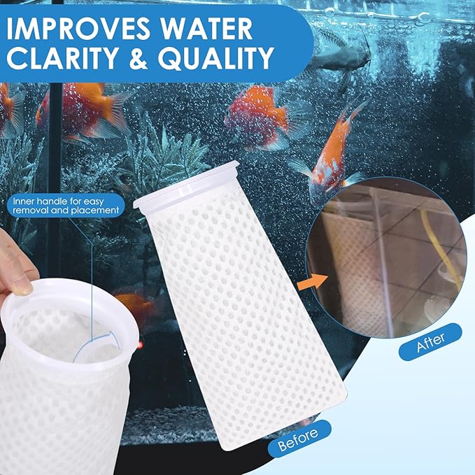 12 Pack 4 Inch Filter Sock, 150 Micron, Ring Honeycomb Filter Socks, Filter Socks for Saltwater Aquarium,Freshwater Aquarium Filter Bags, Filter Bags for Fish Tank