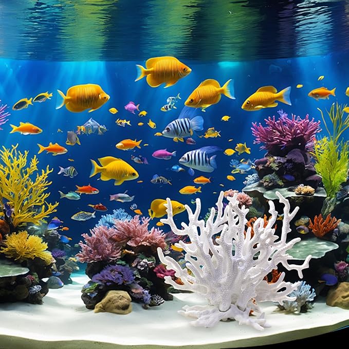 Coral Decor, Coral Reef Decor, 6.3x2.4x5.3 Inch Resin Fake, White Aquarium Decorations for Fish Tank Landscape