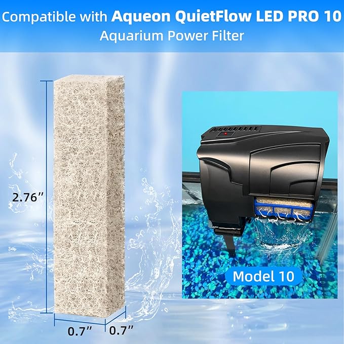 AQUANEAT 12-Pack Replacement Ammonia Reducer Pads Compatible with Aqueon QuietFlow 10 LED PRO and SmartClean 10-20 Gallons Aquarium Power Filter