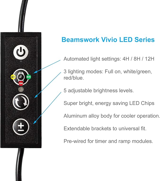 Vivio Full Spectrum LED Timer Adjustable Dimmer Aquarium Fish Tank Light Freshwater 12 20 24 30 36 48 (30" - 36")