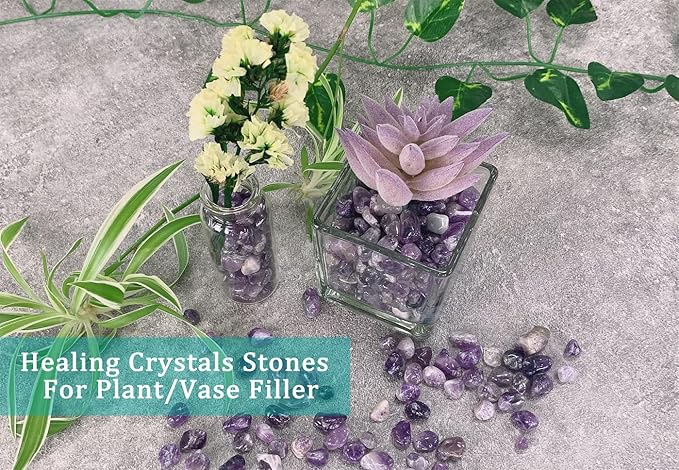 MAIBAOTA Natural Amethyst Crystal Quartz Rocks Chips Vase Filler Rocks for Succulent Plant Small Fish Tank Aquarium Gravel Decorative Pebbles Stones(200 gram)