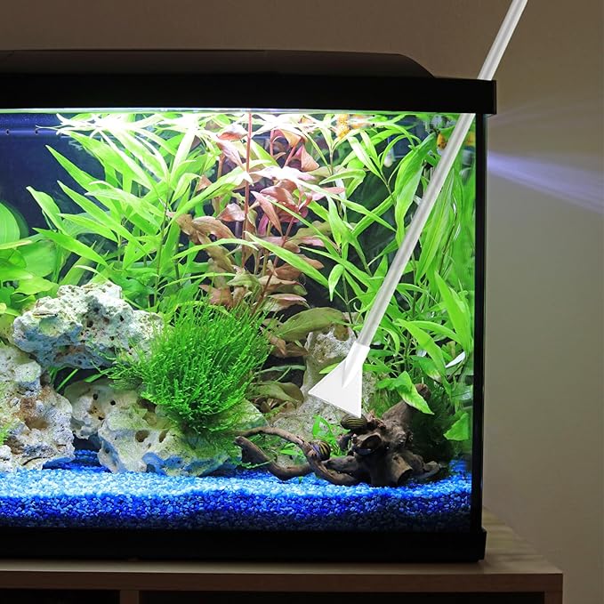 Fish Tank Cleaner 7.2ft Manual Adjustable Air Bag Valve Hot Tub Vacuum Fish Tank Gravel Sand Cleaning Aquarium Vacuum with Flexible Hose and Wand for Pool Grass Debris Cleaning, Hot Tub