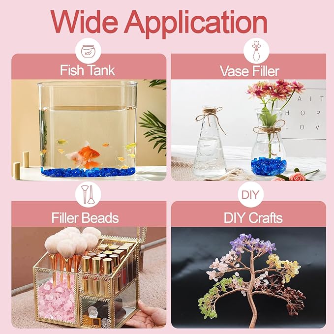 Crystal Chips Stone Pebbles 1 Lb/465g Natural Quartz Stones Aquarium Gravel Sea Glass Rock Sand for Crafts, Vases Filler, Succulent Plants, Aquarium Gravel Rocks, Fish Tank (Blue, One-Size)