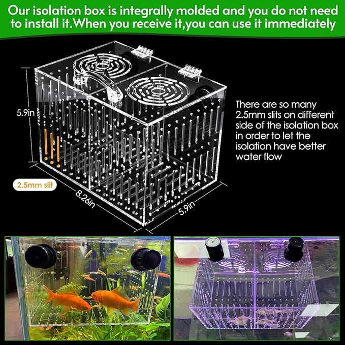 Magnet Acclimation Box for Saltwater Fish Quarantine Aquarium Isolation Box for Aquarium Fish Anemone Reef Coral