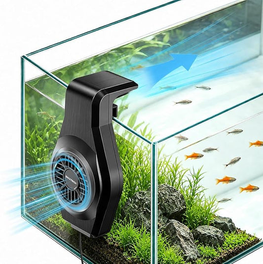 UPETTOOLS Fish Tank Chillers Fan, Small Aquarium Cooling Fan Cold Wind Chiller Adjustable Speed for Shrimp Coral Tropical and Sea Fish Tank（3-7Gal）