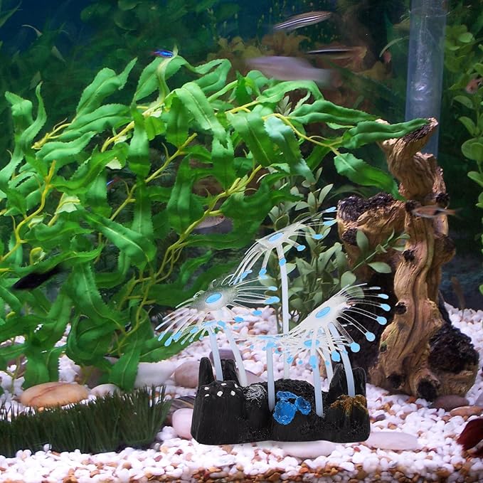Artificial Fluorescent Anemone Plastic Aquariums Plant Aquarium Décor Plastic Plants Glowing Anemone Tanks Plant Artificial Anemone Coral Accessories