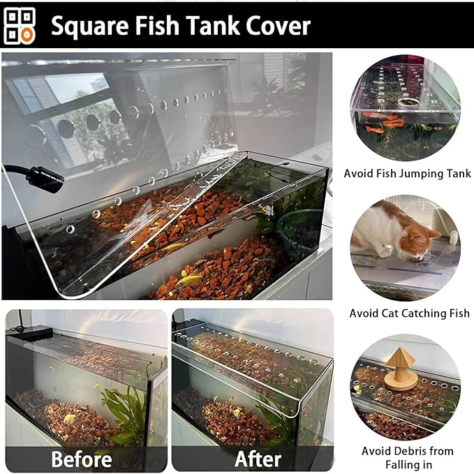 DIY Fish Aquarium Anti-Jumping Cover/Aquarium Lid, Custom & Cuttable Top Cover, Prevents Reptiles from Jumping Out