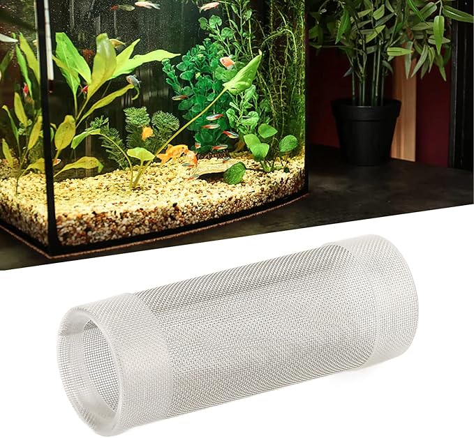 Intake Strainer Filter Cover, Dense Openings Aquarium Mesh Stable Stainless Steel Variable Diameter Design, Intubation for Fish (M)