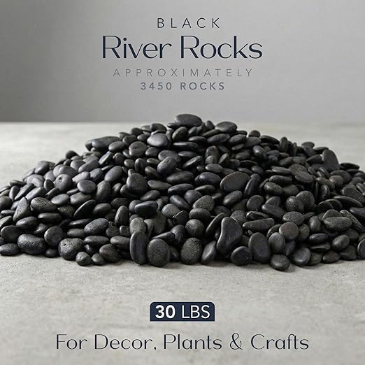 River Rocks Decorative Ornamental Vase Filler 0.5" - 0.75" Black Aquarium Grave30 lbs - Landscaping Pebbles for Indoor Plants, Succulents, Terrarium & Home Decor, DIY & Crafting – Royal Imports