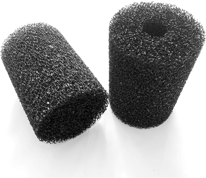 ViaAqua 2 Pack X-Large Overflow Filter Box Intake Round Pre-Filter Foam Sponge 5.91" x 4.13" for Aquariums and Ponds (Coarse 25PPI)
