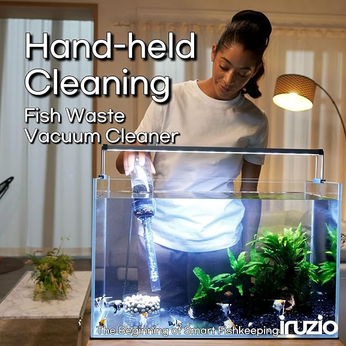 Aquarium Cleaner 2-in-1 – Medium (10.6–17.7 in Water Depth) | Air Pump Powered | Removes Debris on Top of the Substrate | Reduces Floating Fine Particles