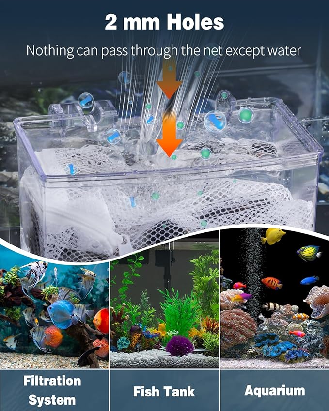 Pawfly 8 Pack Aquarium Filter Media Bags, Fish Tank Fine Mesh Bag with Plastic Zipper Aquarium Reusable Mesh Bag for Activated Carbon Bio Filter Balls Filter Stones Ceramic Rings, White, 7.9" x 5.9"