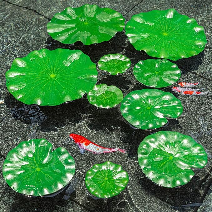 20 Pcs Artificial Lily Pads for Ponds, Realistic Floating Lily Pads Leaves, Lotus Leaves Water Lilies Pad Artificial Foliage Pond Decor for Koi Fish Pool Patio Aquarium
