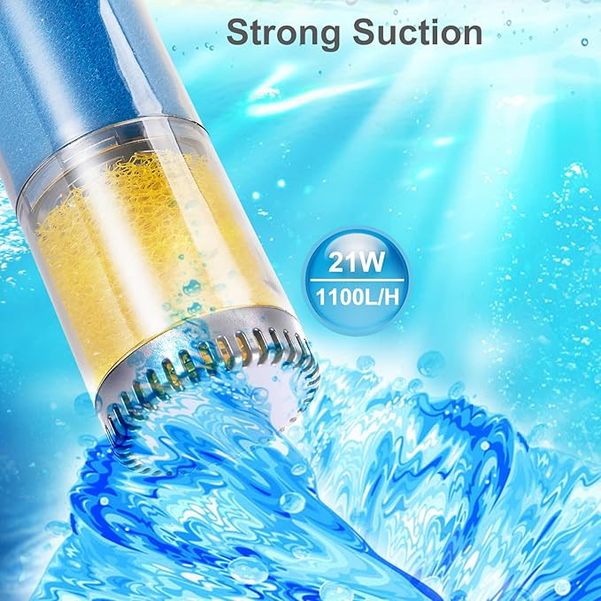 Internal Fish Tank Filter, 4-Stage Biochemical Sponge Filtration, 290GPH Adjustable Water Flow Submersible Aquarium Filter Pump with Aeration for 30 ~ 50 Gallon Freshwater Saltwater, TH-300B(290GPH)