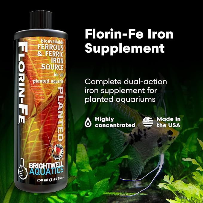 Brightwell Aquatics Florin-Fe Iron Supplement for Planted Aquariums – Dual-Action Iron Source for Plant Growth, Chlorophyll & Vibrant Foliage – Daily Dosing, 20L