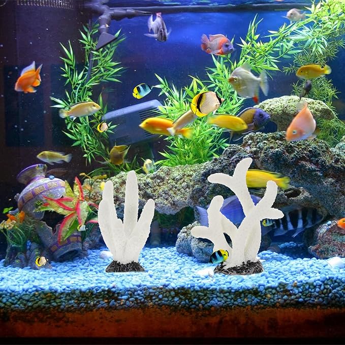 NOLITOY 5pcs Artificial Aquarium Coral Ornament, Simulated Coral Faux Fish Tank Plants Decorations for Landscaping Accessories Tabletop Decor