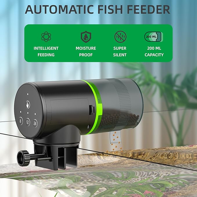 FREESEA Automatic Fish Feeder with Submersible Water Pump 660GPH 40W Fountain Pump