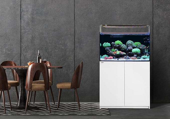 LANDEN Aquarium Wooden Stand and Cabinet for up to 44 Gal Tank, Fish Reptile Sea Salt WaterTank Stand, Nano Foam Leveling Mat Included, W35.5xD17.7xH31.5 in, Wooden Matte White Painted(Stand Only)