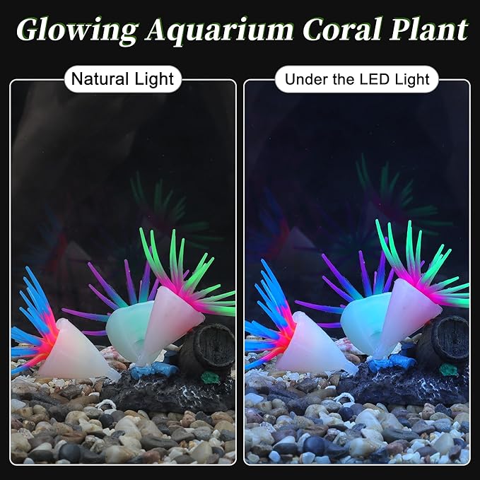 Fluorescent Aquarium Coral, Vibrant Glowing Effect, Fish Tank Decorations, Artificial Accessories, Purple, Blue