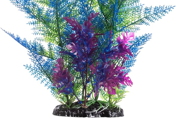 CNZ Aquarium Decor Fish Tank Decoration Ornament Artificial Plastic Plant Green/Blue, 15.7-inch