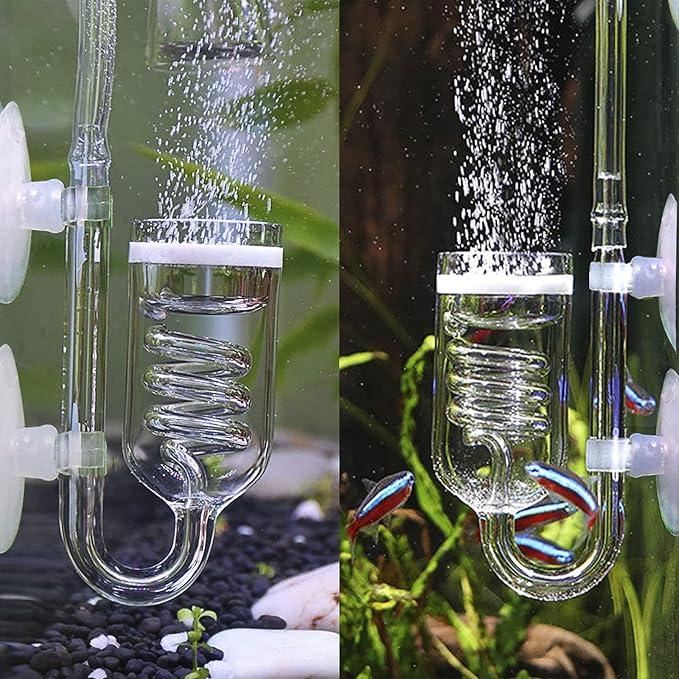 CO2 Diffuser Aquarium Glass Spiral CO2 Atomizer Diffuser Bubble Counter Check with Suction Cup for Aquarium Planted Fish Tank Supply Accessories