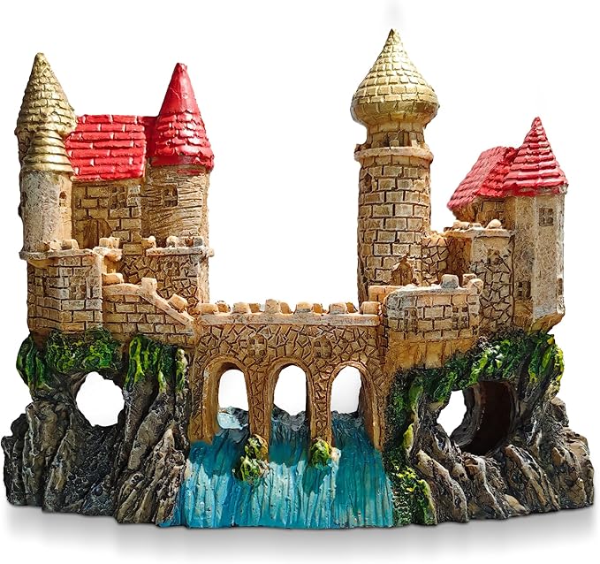 Fish Tank Castle Aquarium Decor – Large Resin Aquarium Ornaments for Aquarium Decorations, Safe Hideout Cave for Small Fish & Shrimp, Fairy Tale Fish Tank Accessories for Aquascape & Gifts