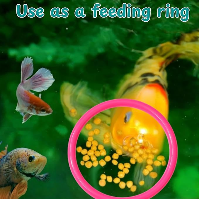 Betta Fish Enrichment Toys Ring with Mirror and Floating Ball, Exercise Mirrors and Training Ring, Floating Mirrors Aquarium with Feeding Rings, Betta Fish Tank Accessories (Pink+Mirror+Ball, 6.4cm)