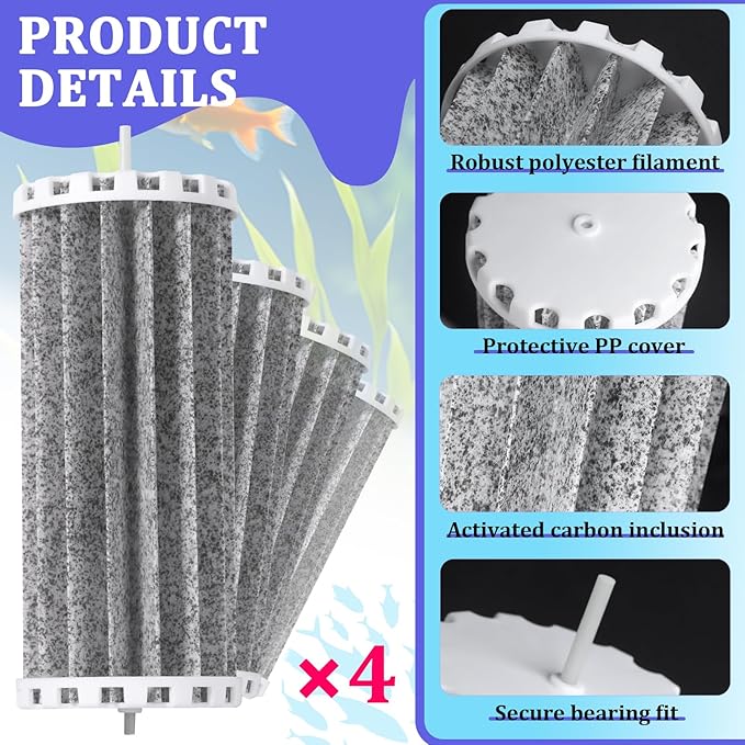 4PCS Aquarium Fish Tank Filters Compatible with Penguin 200 350 PRBW2350B, Penguin Bio-Wheel 200B 350B, Activated Carbon Aquarium Filter Cartridge Replacement, Hang-On Power Filter Replacement