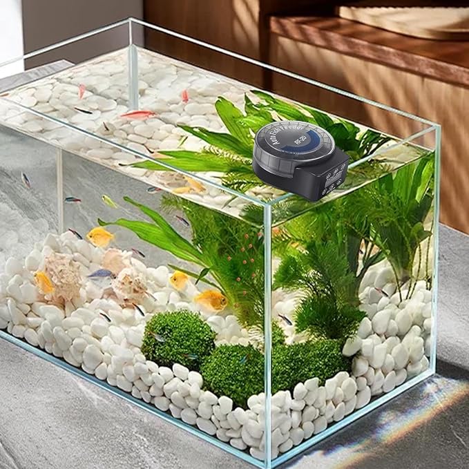 Fish Tank Automatic Feeder - 6 Timers Aquarium Auto Food Dispenser, with 21-Compartment | Vacation Fish Tank Feeder for Turtle Betta Tetrasfrog Axolotl Shrimp Saltwater Freshwater Home Office