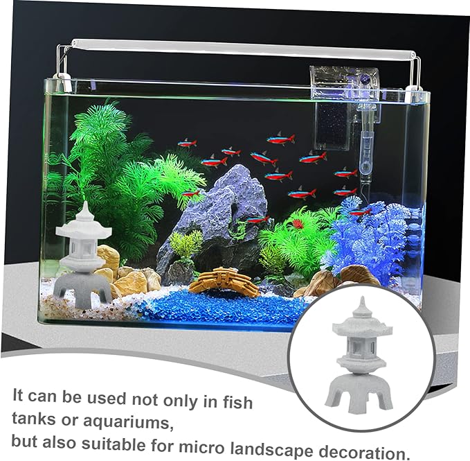 Stone Lamp Shape Aquarium Ornament 3.62X1.96X1.85In Fish Tank Decoration Micro Landscape Decor for Bonsai Garden and Aquatic Pets