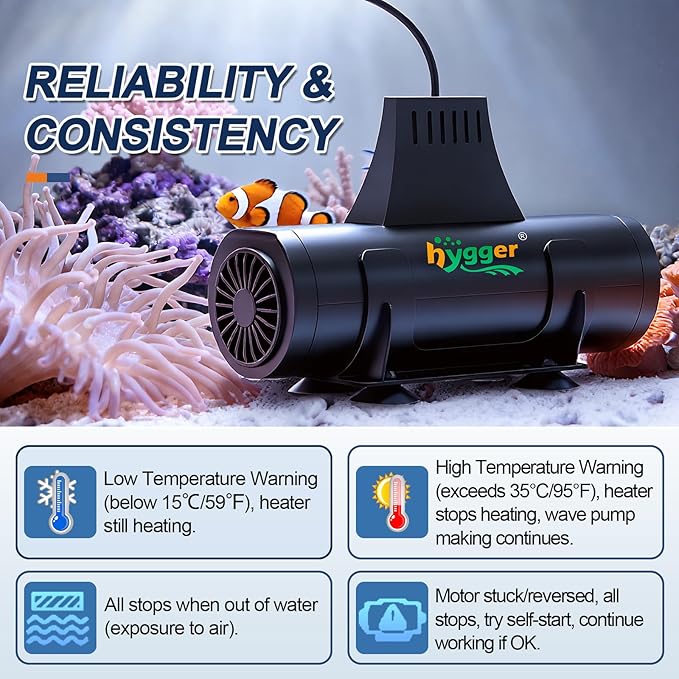 hygger Aquarium Heater with Upgrade Water Circulatio,Submersible Fish Tank Water Heater Digital Display,Auto Temperature Control for Freshwater Saltwater Safety Shut-Off Protection (300W,40~80Gal)